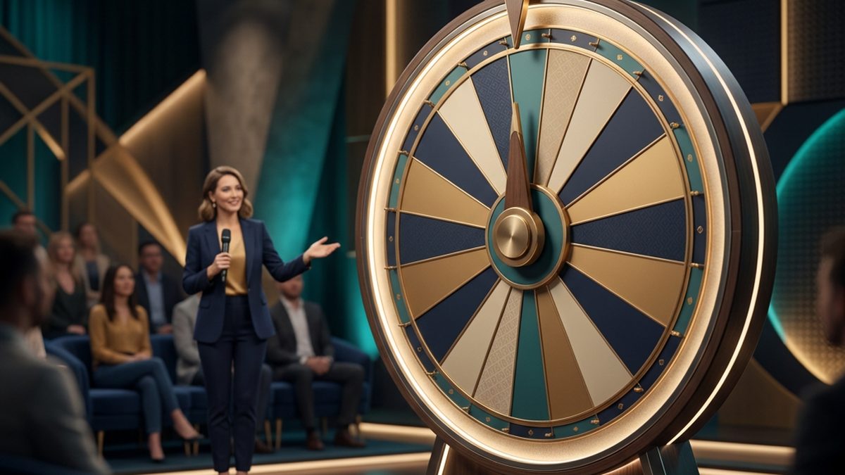 Illustration of a live casino game show wheel